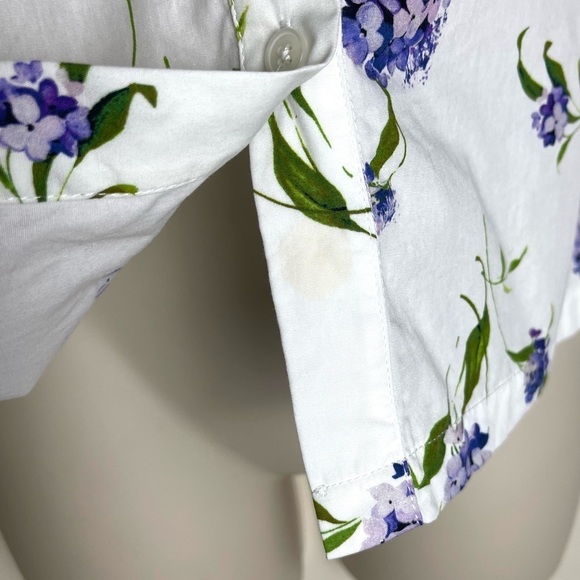 Les Reveries Elizabeth Shirt In Lavender Hydrangea White M Puff Sleeves Prairie - Picture 10 of 11